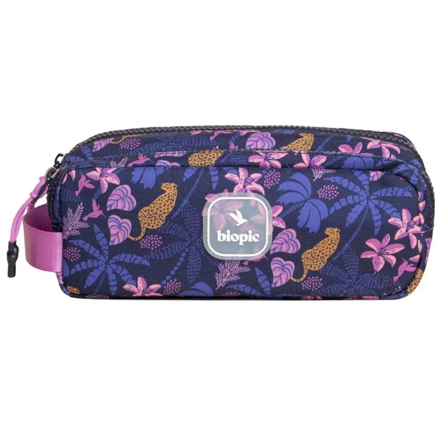 Trousse double entrée scolaire Juliette - 22 x 7 x 9 cm - disponible dans différentes couleurs - Biopic