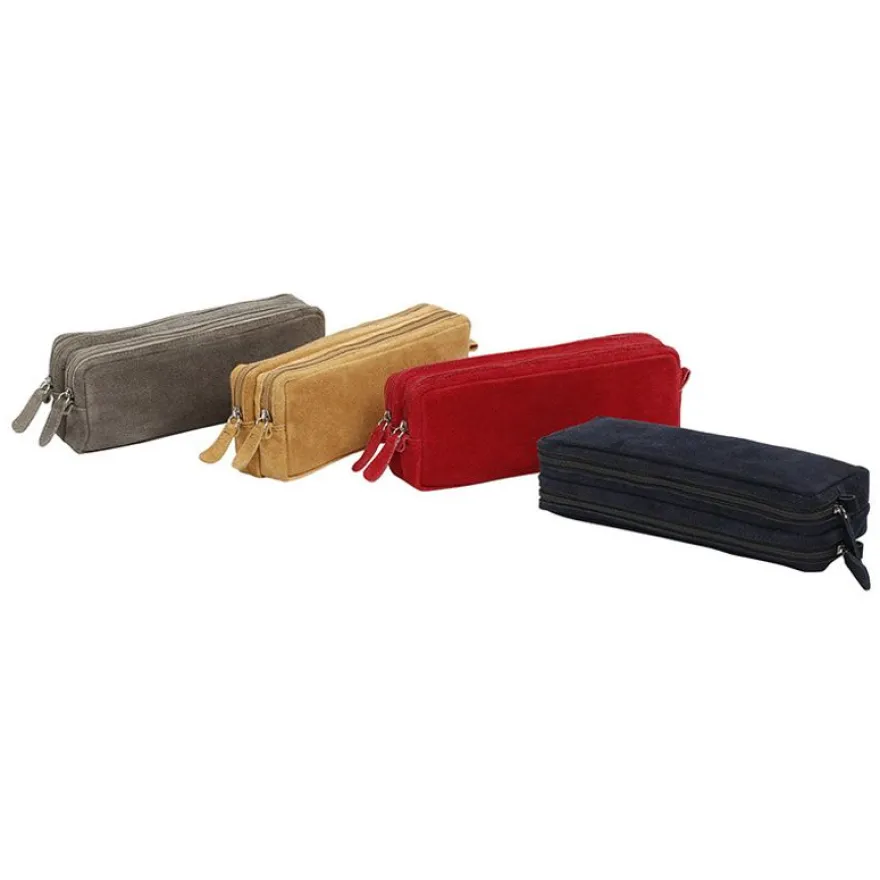 Trousse rectangulaire en cuir Milan - 2 compartiments - 4 coloris disponibles - Viquel