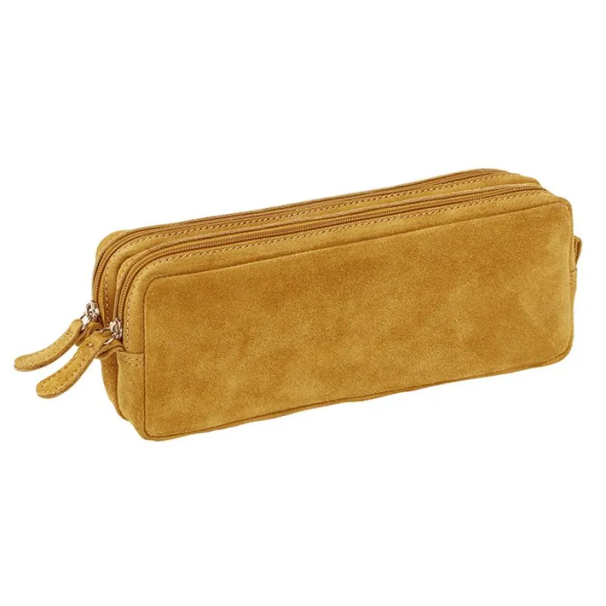 Trousse rectangulaire en cuir Milan - 2 compartiments - 4 coloris disponibles - Viquel