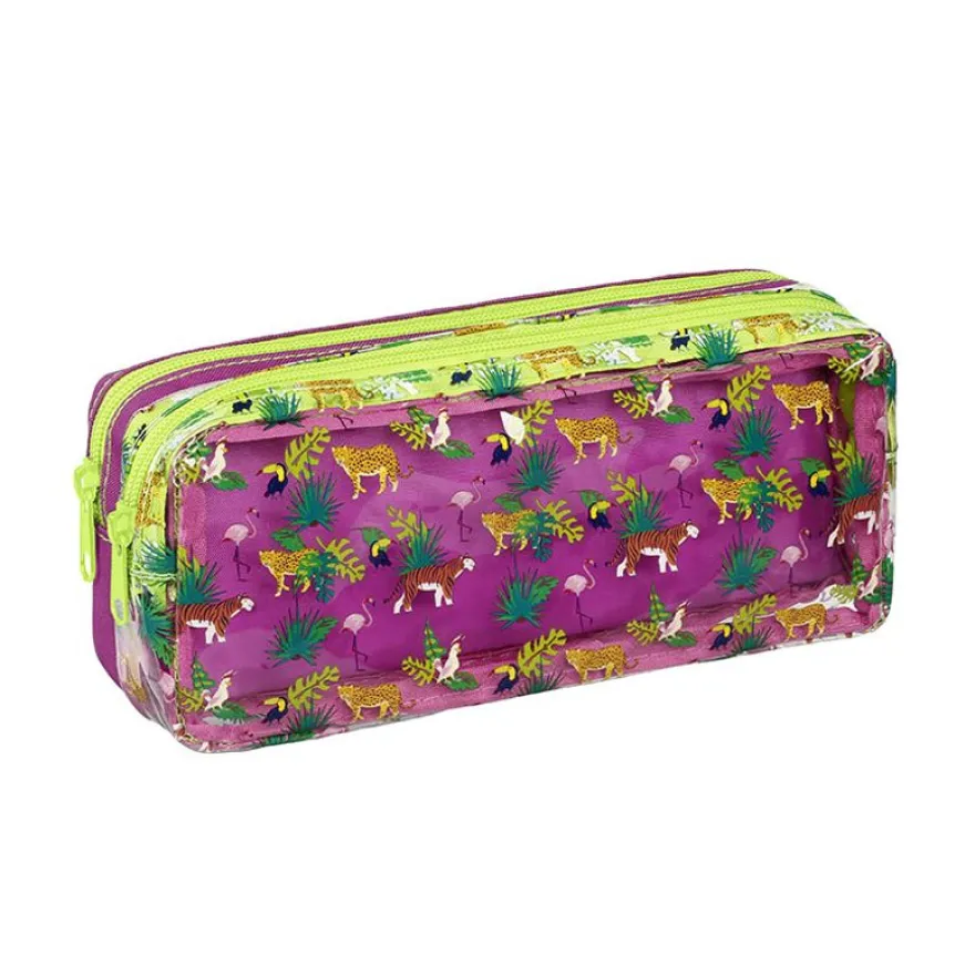 Trousse rectangulaire Jungle - 2 compartiments - 2 modèles disponibles - Viquel