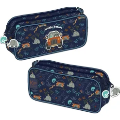 Trousse rectangulaire KIP Jungle - 2 compartiments - bleu - Kid'Abord
