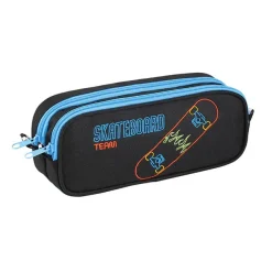 Trousse rectangulaire Skate - 2 compartiments - noir - Viquel