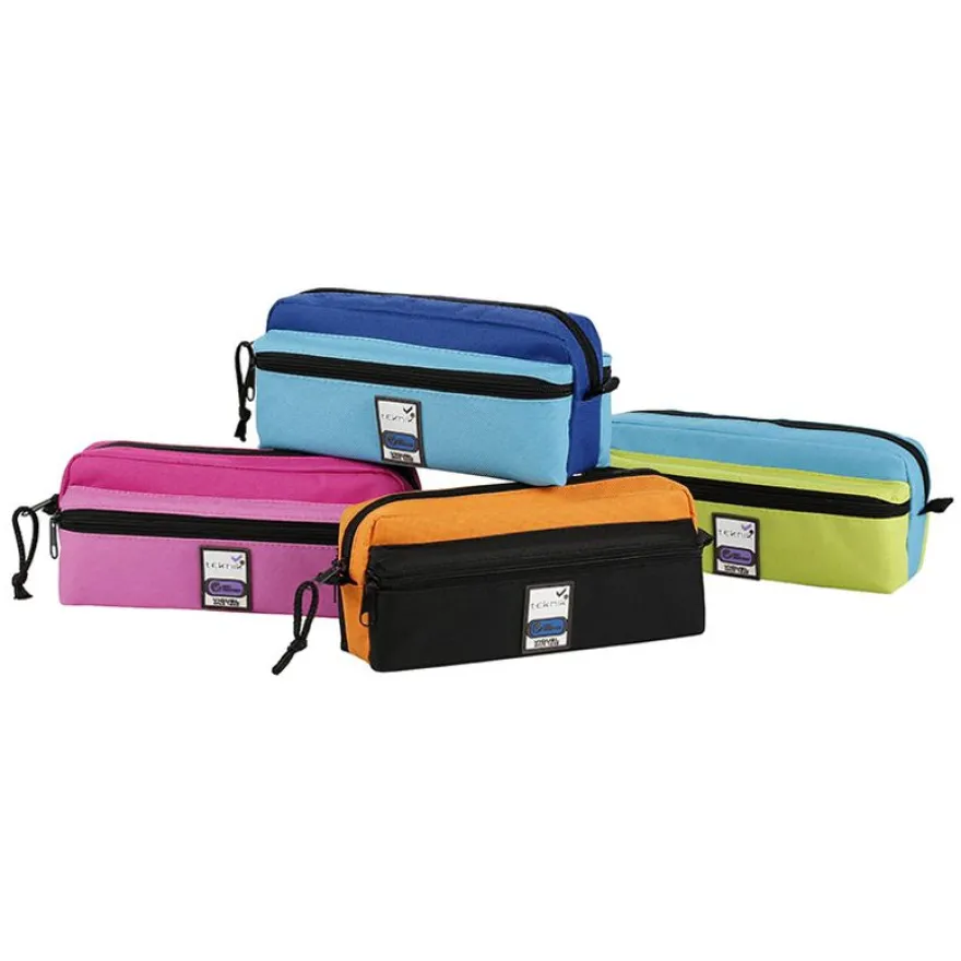 Trousse rectangulaire Teknik Triple - 3 compartiments - 4 coloris disponibles - Viquel