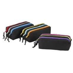 Trousse rectangulaire Trizip tricolore - 3 compartiments - disponible dans différentes couleurs - Exclusivité Bureau Vallée - Viquel