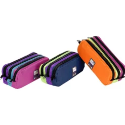 Trousse rectangulaire Trizip - 3 compartiments - 3 coloris disponibles - Viquel