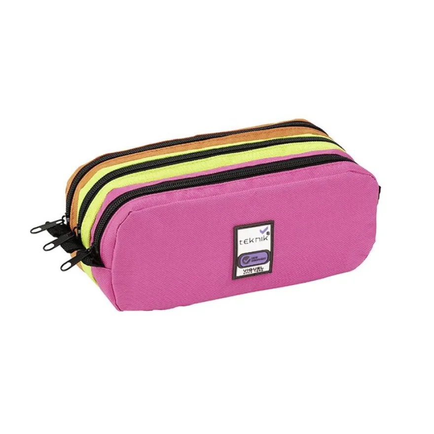 Trousse rectangulaire Trizip - 3 compartiments - 3 coloris disponibles - Viquel