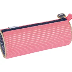 Trousse ronde Chaton - 1 compartiment - corail et marine - Oberthur
