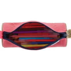 Trousse ronde Chaton - 1 compartiment - corail et marine - Oberthur