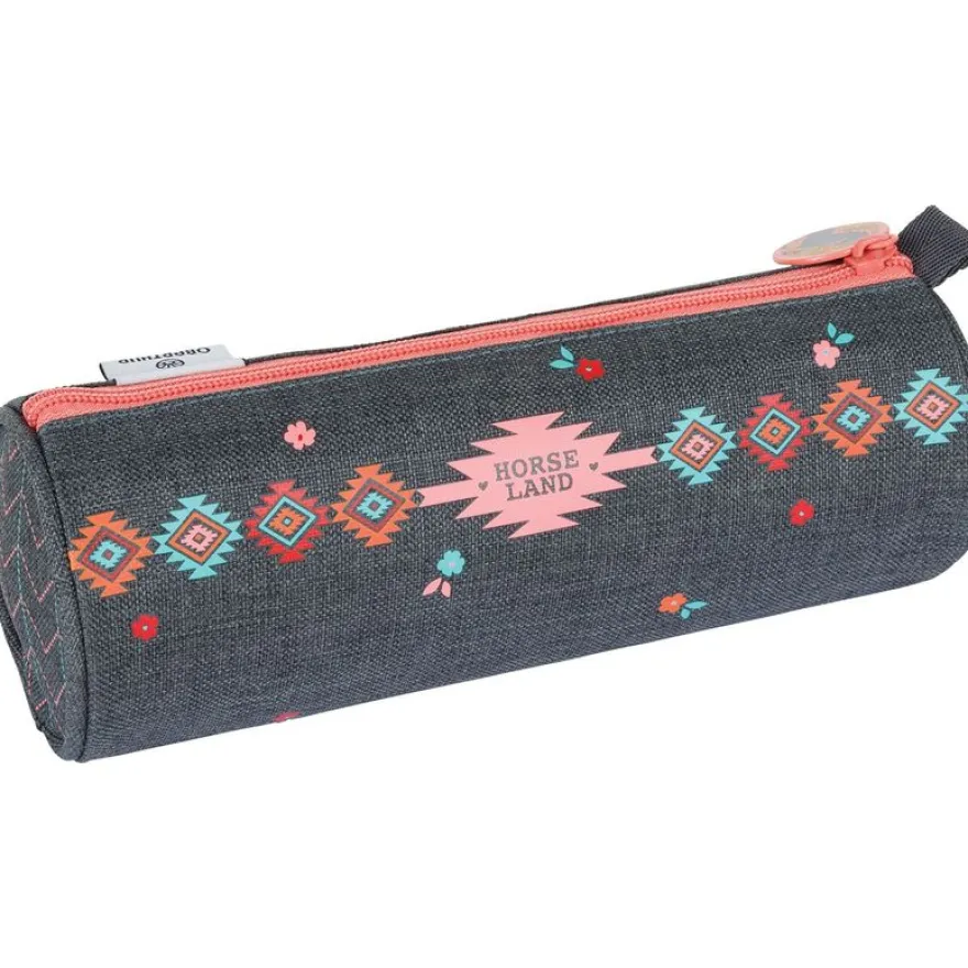 Trousse ronde Cheval - 1 compartiment - gris chine - Oberthur