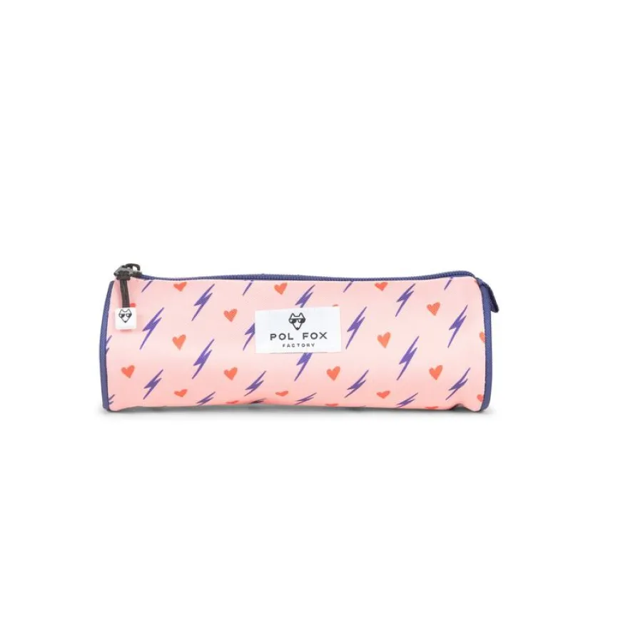 Trousse ronde Heart - 1 compartiment - rose - Pol Fox