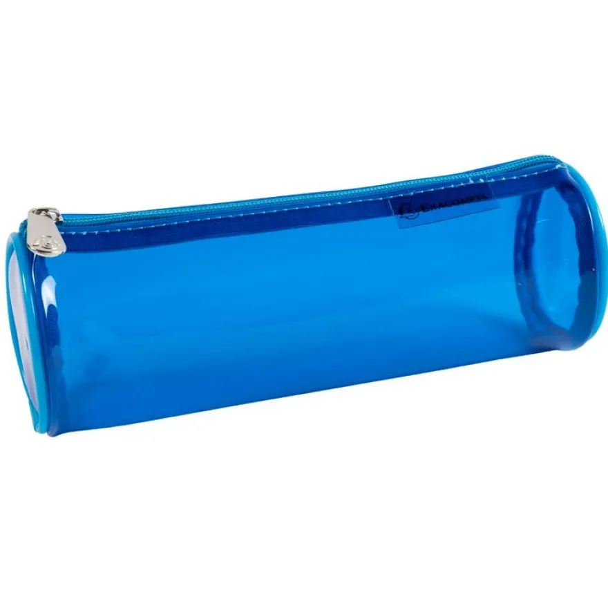 Trousse ronde Iderama - 1 compartiment - bleu transparent - Exacompta