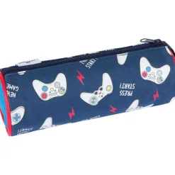 Trousse ronde Les Scolaires Garçon - 1 compartiment - marine et bleu - Oberthur