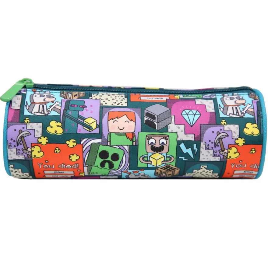 Trousse ronde Minecraft - 1 compartiment - vert - Bagtrotter