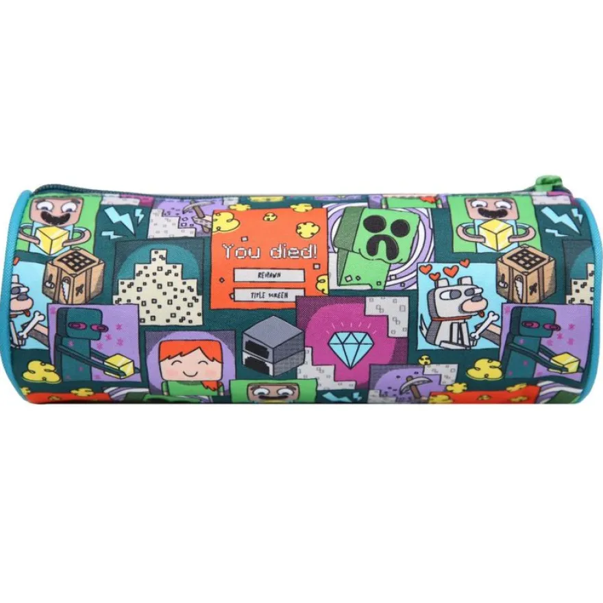 Trousse ronde Minecraft - 1 compartiment - vert - Bagtrotter