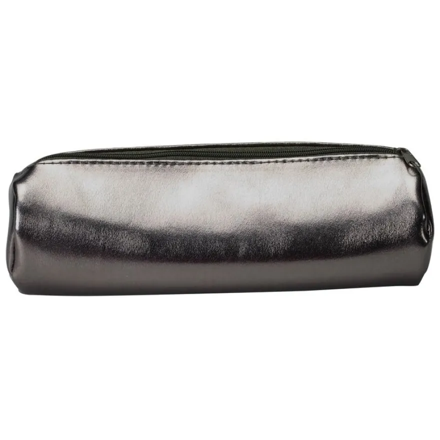 Trousse ronde School Metallic - 1 compartiment - gun - Carpentras