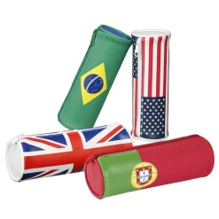 Trousse ronde World - 1 compartiment - 4 drapeaux disponibles - Viquel