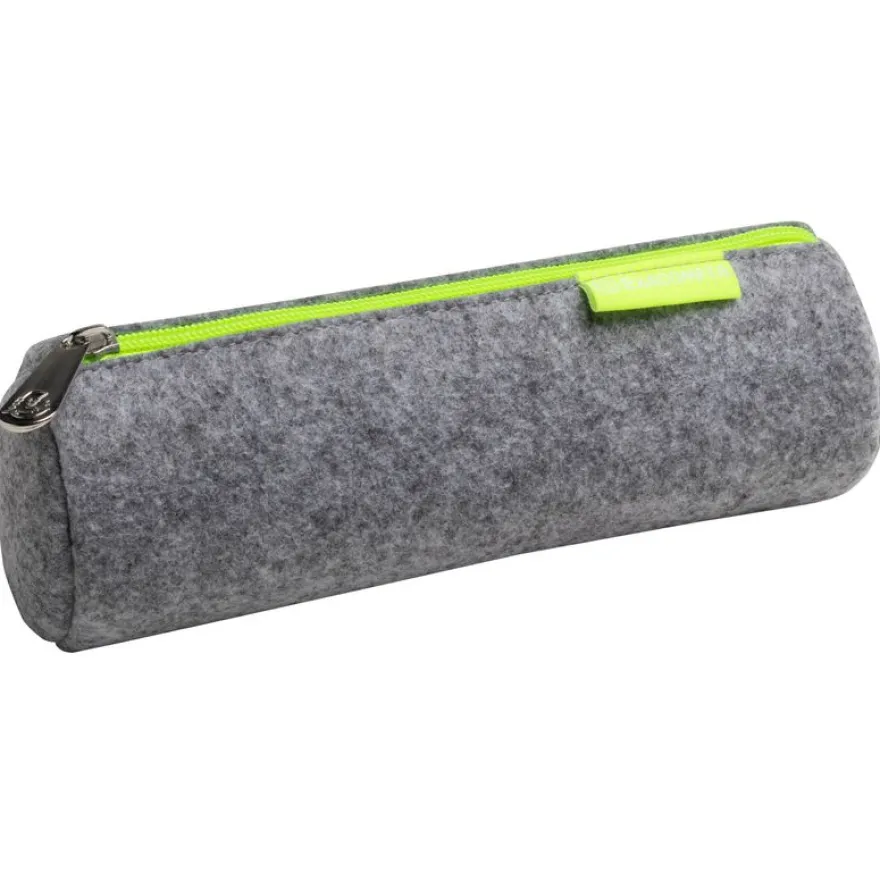Trousse ronde Yellow Neon - 1 compartiment - gris - Exacompta