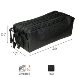 Trousse Trizip - 3 compartiments - noir - Viquel