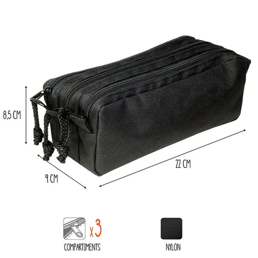 Trousse Trizip - 3 compartiments - noir - Viquel