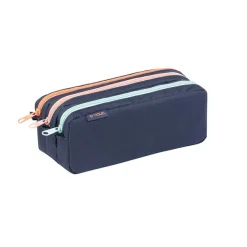 Trousse Trizip - 3 compartiments - 2 modèles : bleu marine ou gris - Viquel