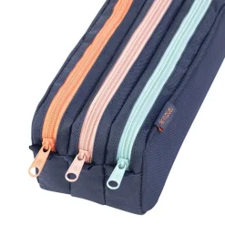Trousse Trizip - 3 compartiments - 2 modèles : bleu marine ou gris - Viquel