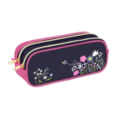Trousse Wildflowers - 2 compartiments - bleu - Viquel