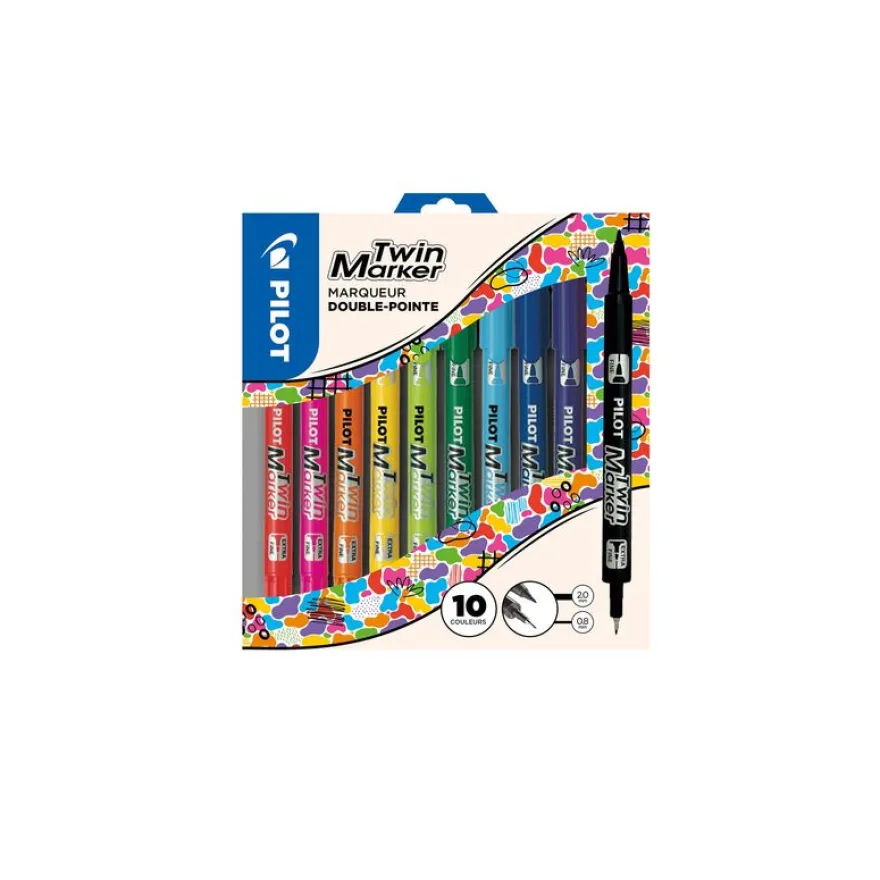 Twin Marker - Lot de 10 Marqueurs - Pointe Extra Fine / Fine