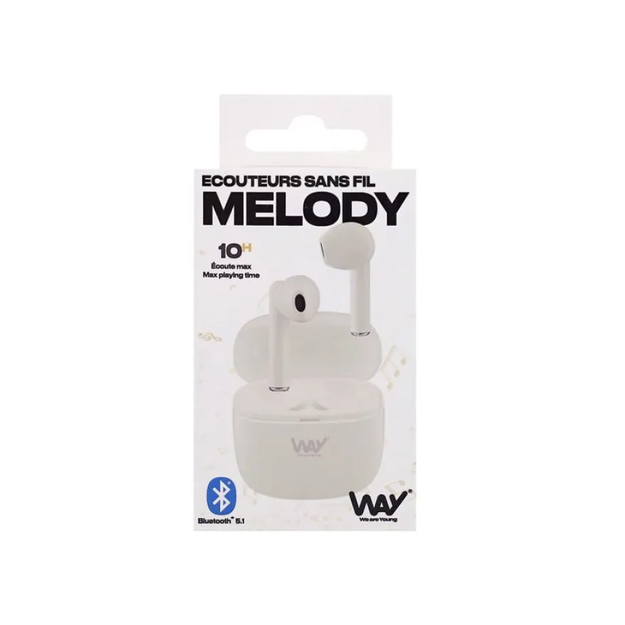 TWS Melody - Kit main libre - écouteur sans fil Bluetooth - blanc