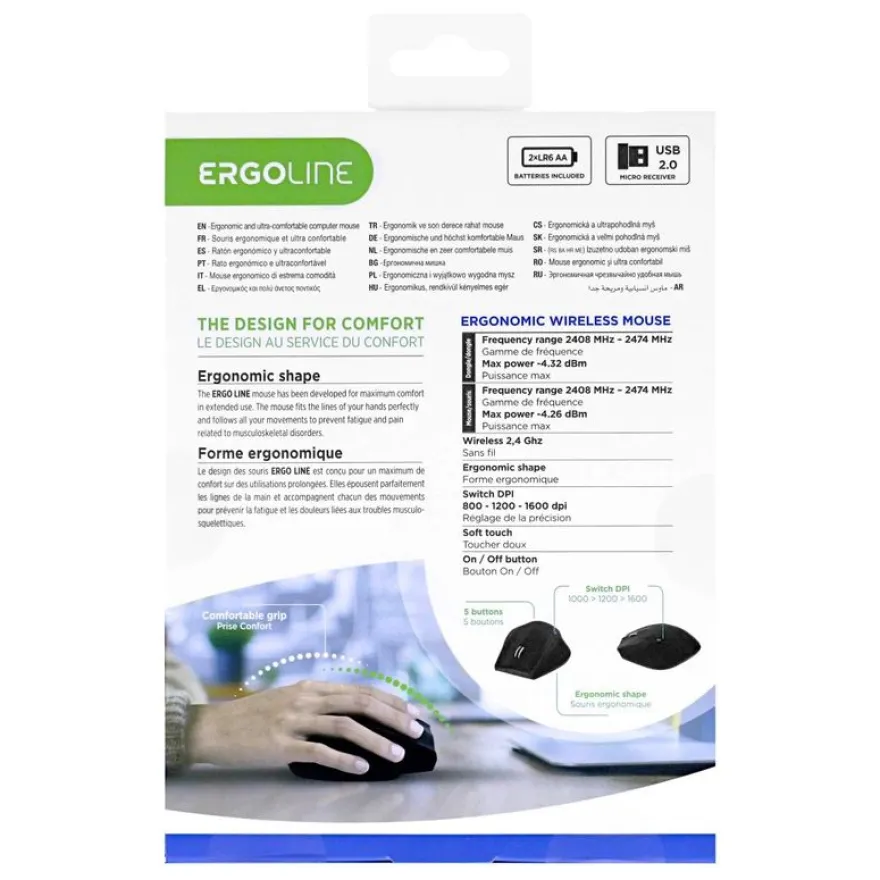 T'nB Ergo Line - souris sans fil ergonomique - noir, argent