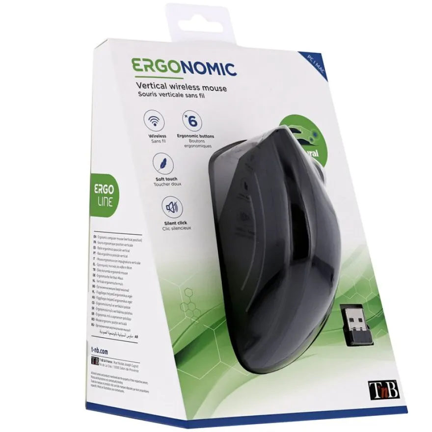 T'nB Ergo Line - souris sans fil ergonomique pour droitier - noir