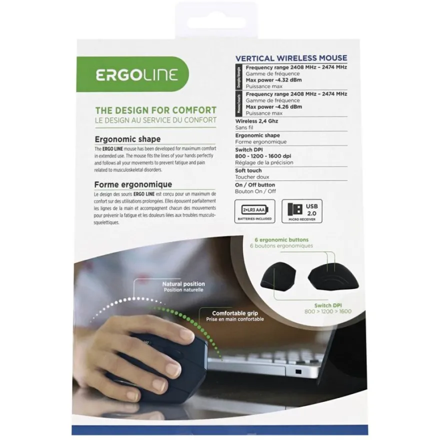 T'nB Ergo Line - souris sans fil ergonomique pour droitier - noir