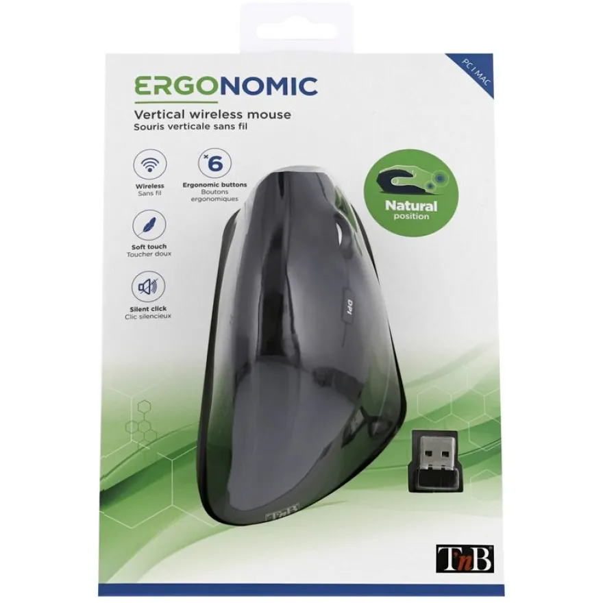 T'nB Ergo Line - souris sans fil ergonomique pour droitier - noir