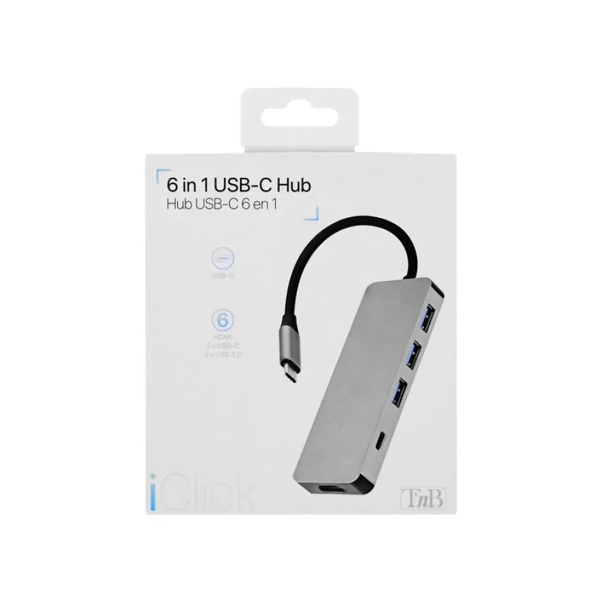T'nB iClick 6 in 1 USB-C - station d'accueil 6 ports - HDMI, 3 USB 3.0, 2 USB-C