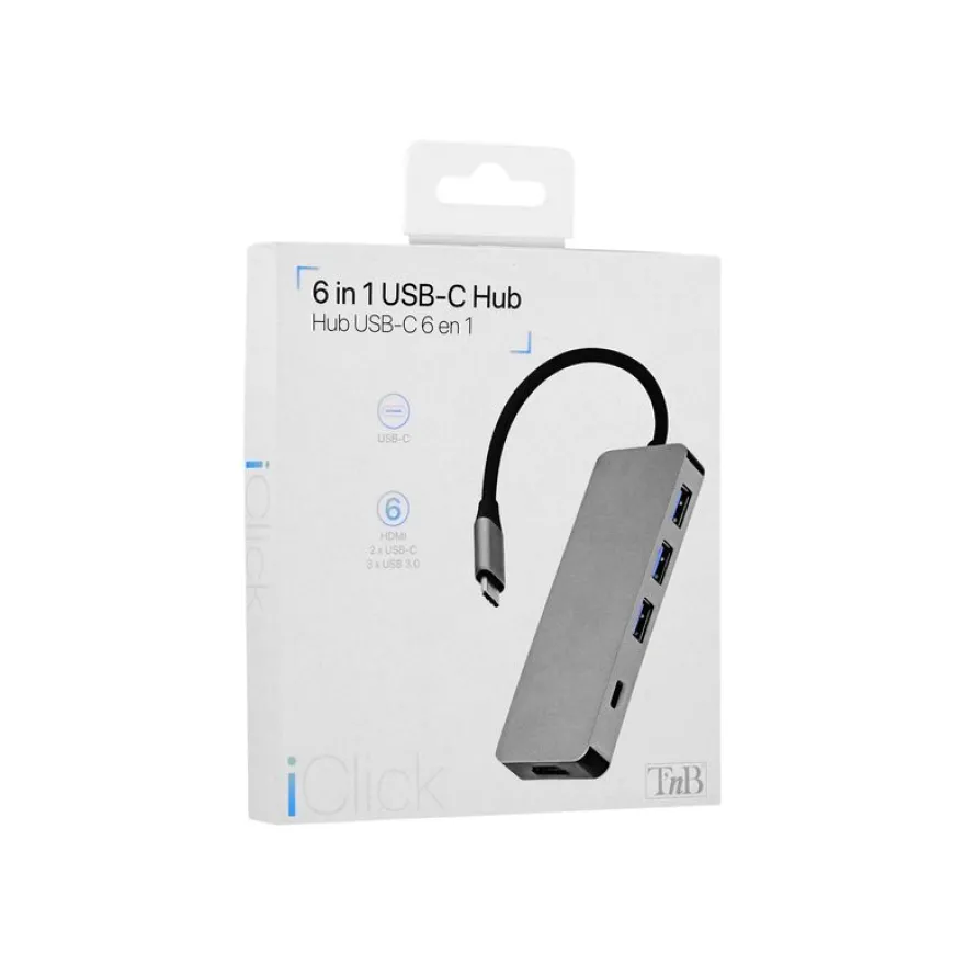 T'nB iClick 6 in 1 USB-C - station d'accueil 6 ports - HDMI, 3 USB 3.0, 2 USB-C
