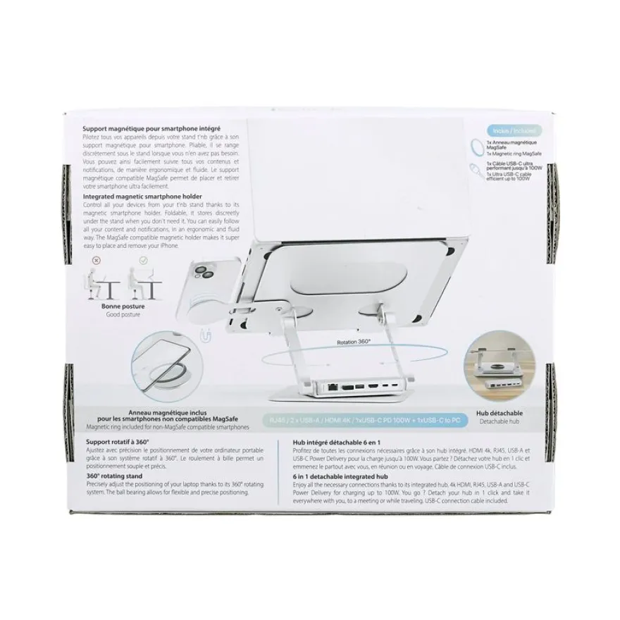 T'nB iClick - Station d'accueil + support pour ordinateur portable - USB-C - HDMI - 1GbE