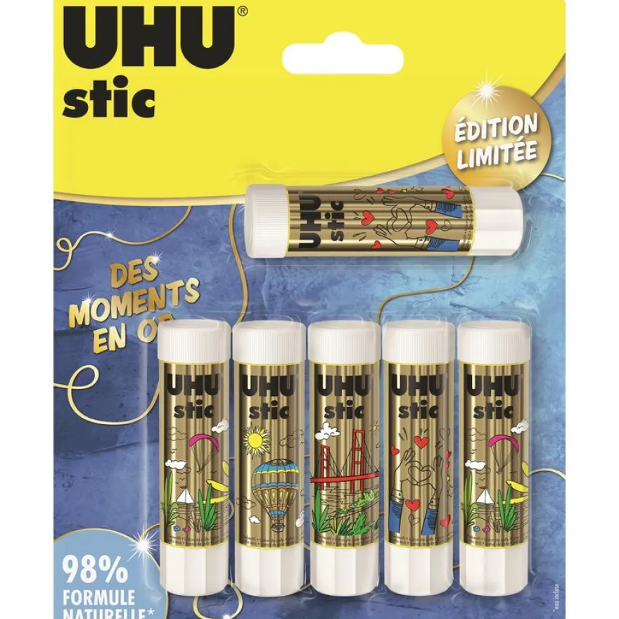 UHU Golden moment - 6 Bâtons de colle - 8.2 g - édition limitée