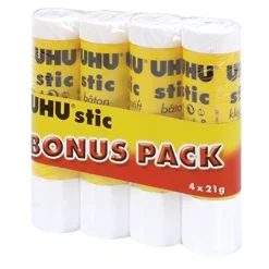 UHU stic - 4 Bâtons de colle - 21 g - transparent - non permanent