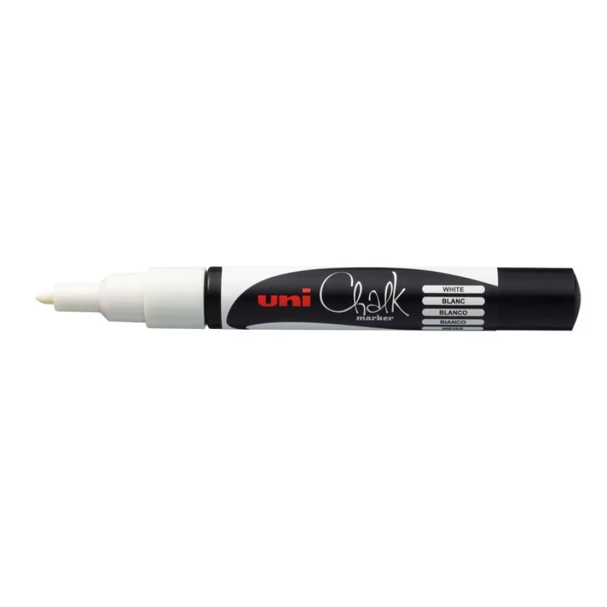 UNI CHALK - Marqueur craie - pointe fine conique - blanc