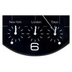 Unilux - Horloge On Time - mécanisme quartz - 4 fuseaux horaires - 30,5 cm - noir
