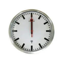 Unilux - Horloge Station - mécanisme radio pilotée - 35 cm - gris métal