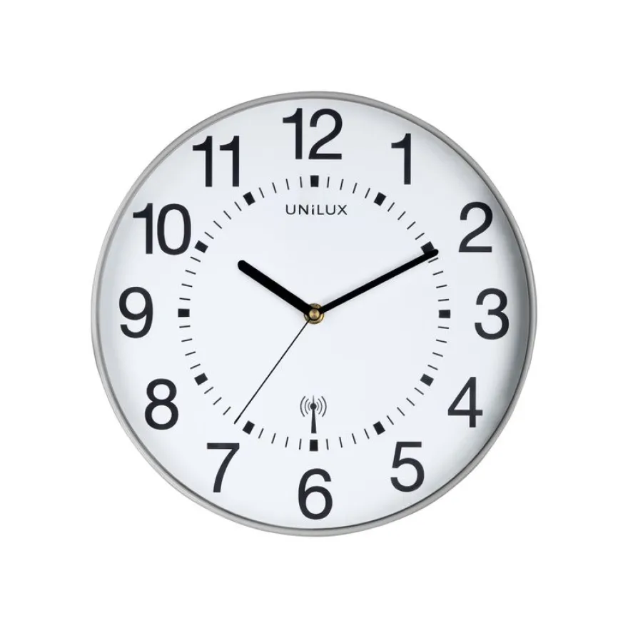Unilux - Horloge Wave - mécanisme radio pilotée - 30 cm - gris métal