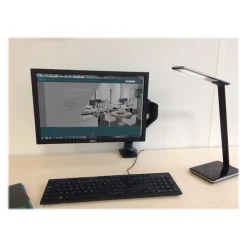 Unilux - Lampe de bureau pliable Linka - LED - USB + chargeur sans fil - noir