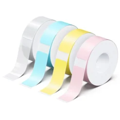 Uprint - 4 rouleaux de 180 étiquettes pour étiqueteuse Stick Easy UP21 - transparent et pastel - 14 x 40 mm