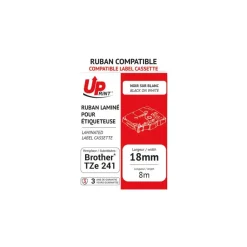 UPrint - Ruban d'étiquettes auto-adhésives pour Brother TZe131 - 1 rouleau (12 mm x 8 m) - fond transparent écriture noire