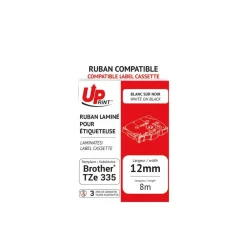 UPrint - Ruban d'étiquettes auto-adhésives pour Brother TZe131 - 1 rouleau (12 mm x 8 m) - fond transparent écriture noire