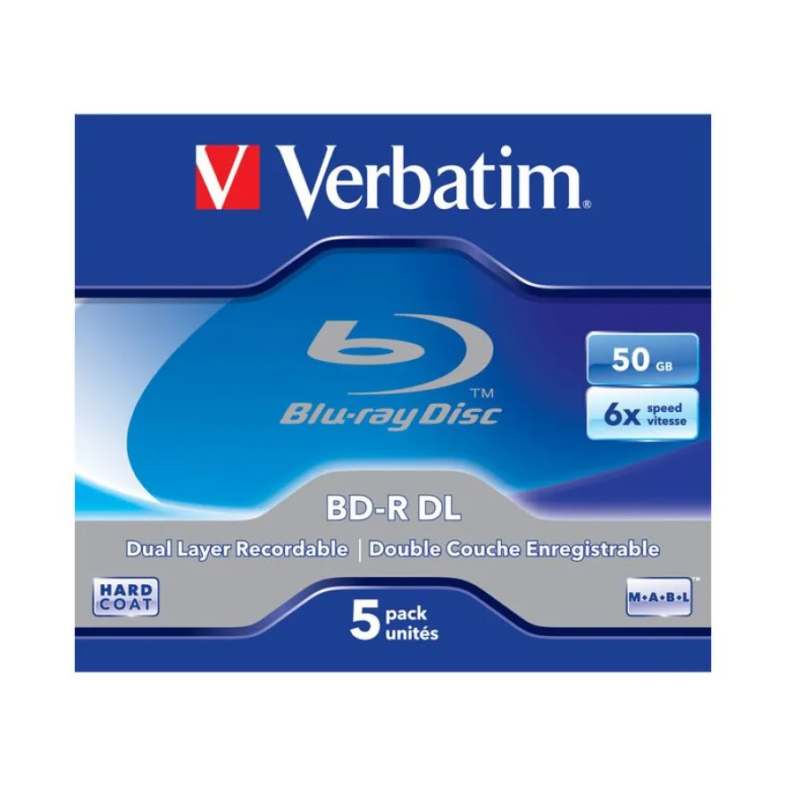 Verbatim - 5 x BD-R DL - 50 Go 6x - boîtier CD