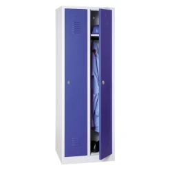 Vestiaire industrie propre monobloc 2 colonnes - H180 x L60 x P50 cm - gris/bleu