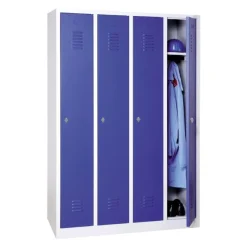 Vestiaire industrie propre monobloc 4 colonnes - H180 x L120 x P50 cm - gris/bleu