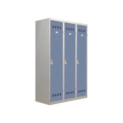 Vestiaire Industrie Salissante - 3 portes - 180 x 120 x 50 cm - gris/bleu