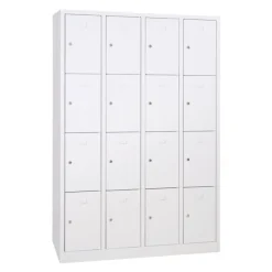 Vestiaire monoblocs multicases - 4 colonnes soit 16 cases monobloc - H180 x L120 x P50 cm - blanc